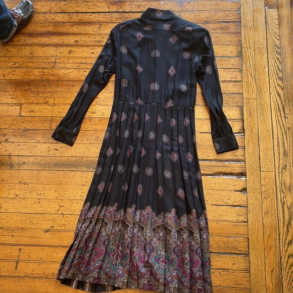 Liz Claiborne Vintage Paisley Print Long Sleeve Midi Shirt Dress Size 8 - Picture 5 of 5